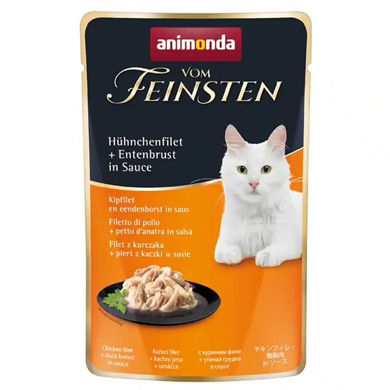animonda vom Feinsten Adult i sås 18 x 50 g – Kycklingfilé & ankbröst i sås - Direkt från tillverkaren