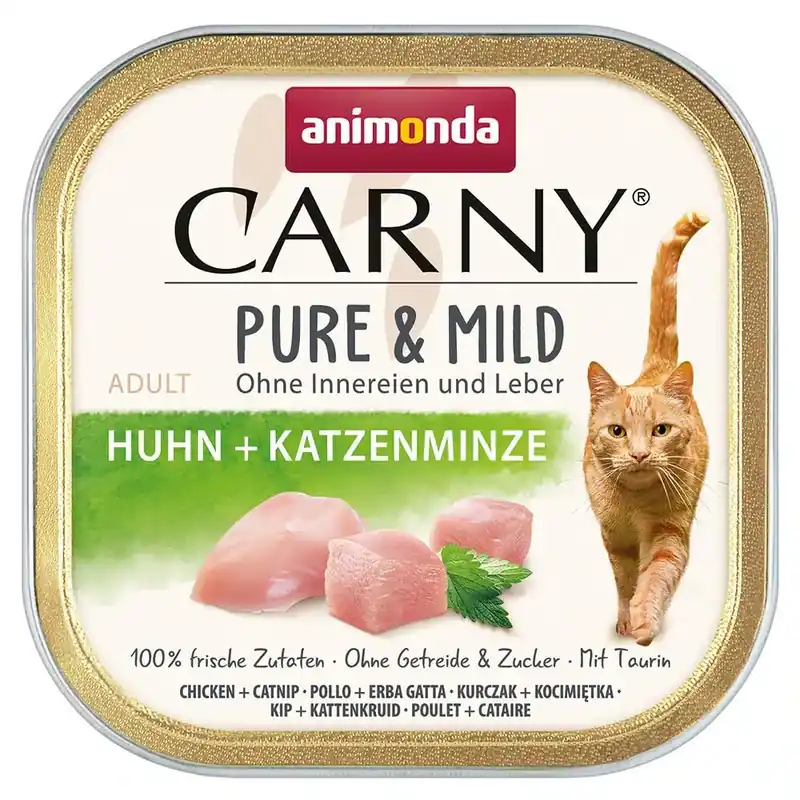 Passa på nu | animonda Carny Adult Pure & Mild 32 x 100 g – Kyckling & kattmynta
