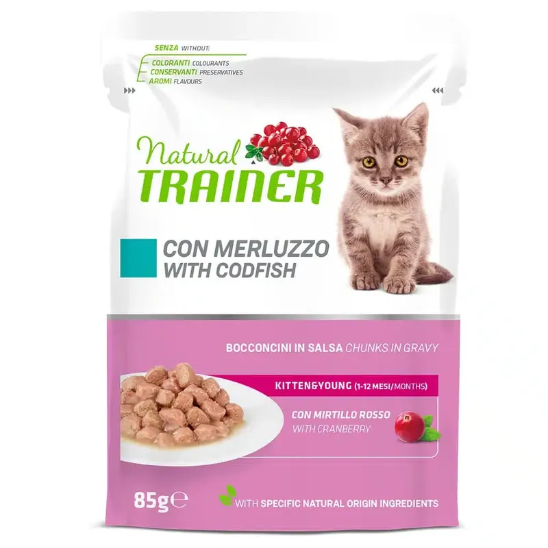 Natural Trainer Kitten & Young – 12 x 85 g med torsk - Tryggt köp