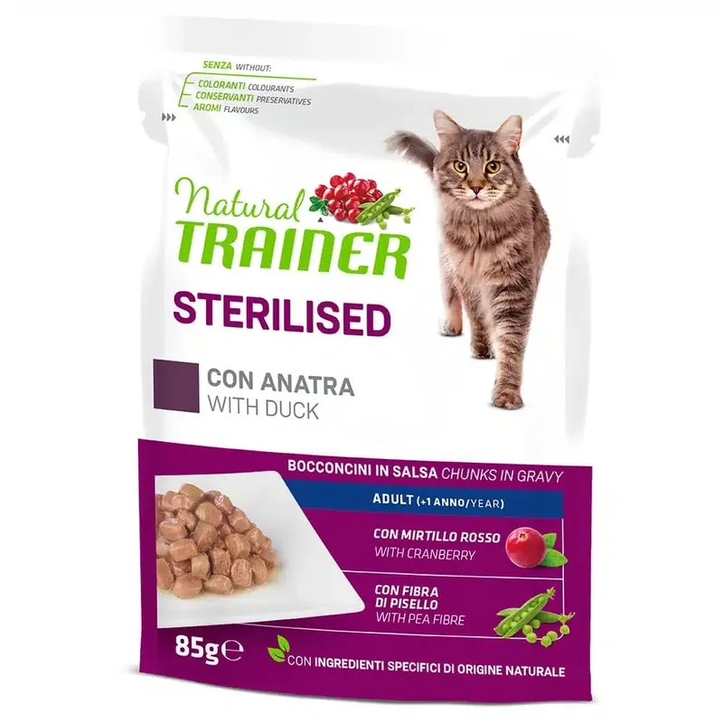 Natural Trainer Adult Sterilised – 12 x 85 g lax - Direkt från fabriken