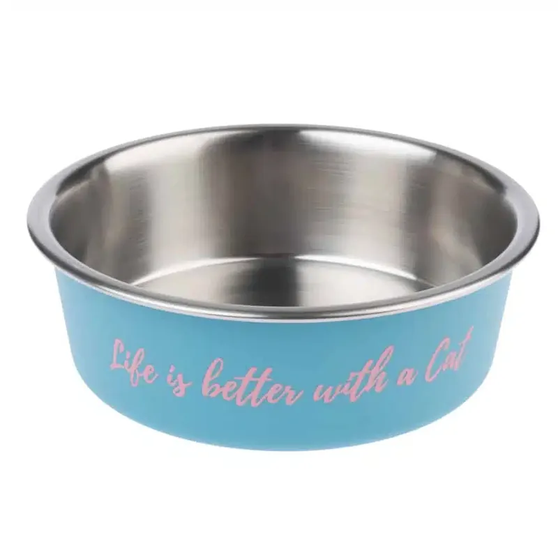 Kundernas favorit | TIAKI ”Better With A Cat” skål i rostfritt stål – 450 ml, Ø 14 cm