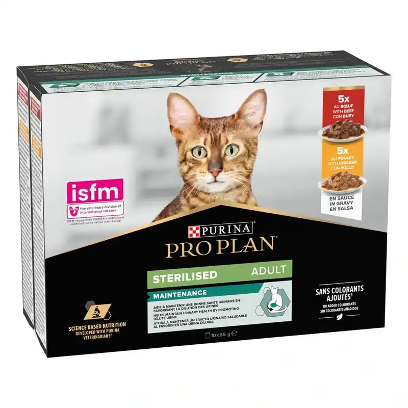 Hög kvalitet | PURINA PRO PLAN Cat Sterilised Adult Maintenance 10 x 85 g – Nötkött & kyckling