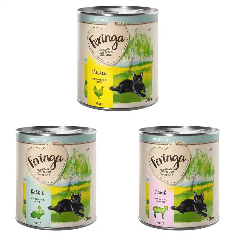 Feringa Single Meat Menu 6 x 800 g – Blandpack 1 (Kyckling, Kanin, Lamm) - Ny produkt