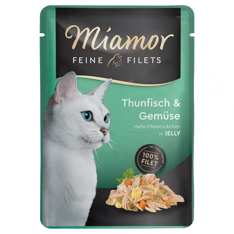 Miamor Fine Filets Pouch 6 x 100 g – Tonfisk & grönsaker | Fabrikspris