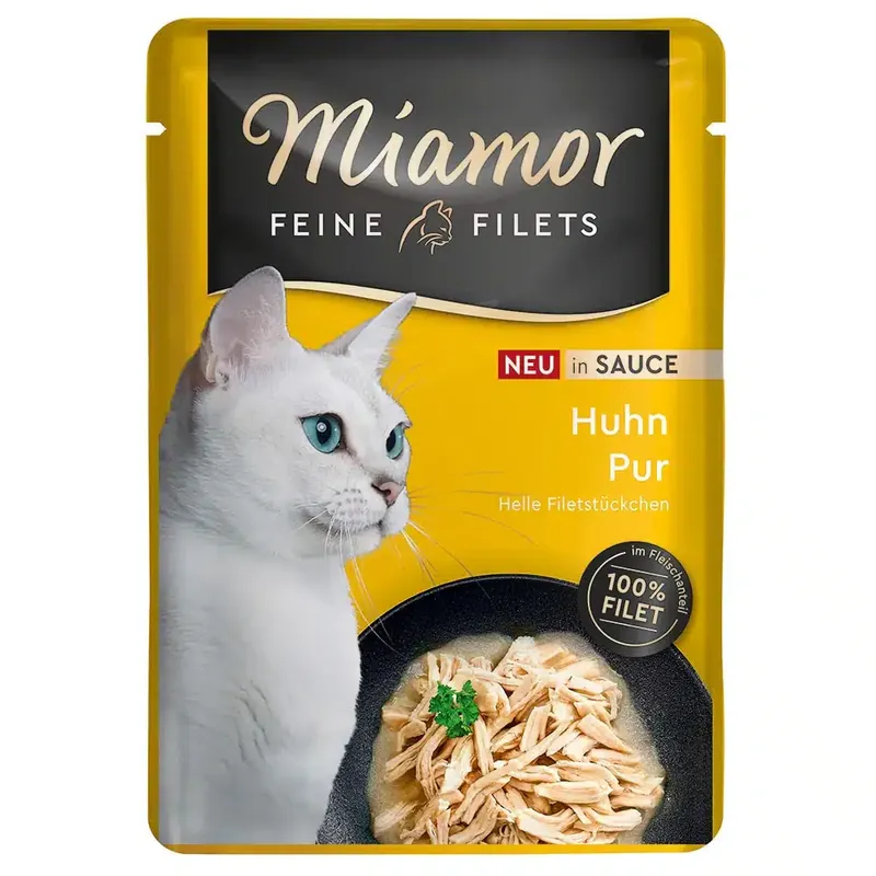 Nyhet i sortimentet - Ekonomipack Miamor Fine Filets i sås 24 x 100 g – Kyckling pur