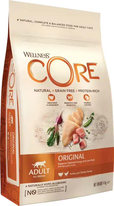 Kundernas favorit - CORE Cat Adult Original Grain Free Turkey & Chicken Dry 4 kg