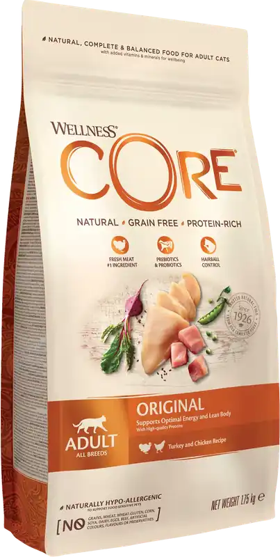 CORE Petfood Cat Adult Original Grain Free Turkey & Chicken Dry 1,75 kg - Passa på nu