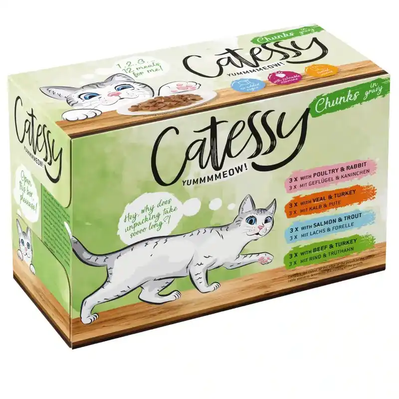Riktigt fynd | Catessy bitar i sås – 12 x 100 g