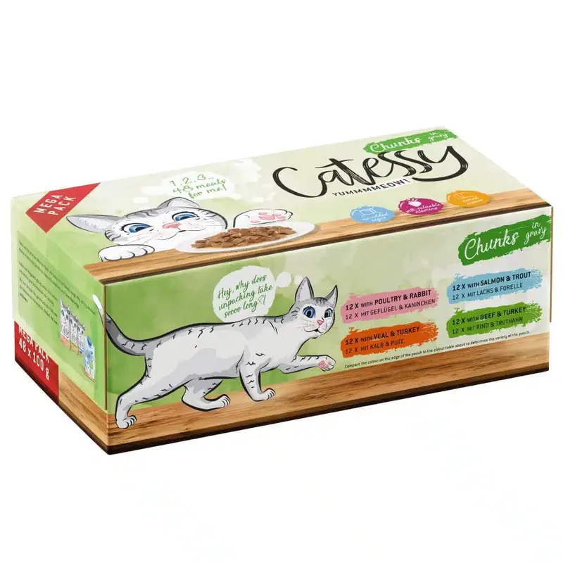 I lager - Stort Mixpack Catessy bitar i sås – 48 x 100 g