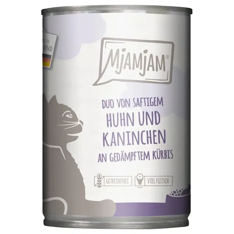 Nyinkommet - MjAMjAM Duo 6 x 400 g – Saftig kyckling & kanin med ångkokt pumpa