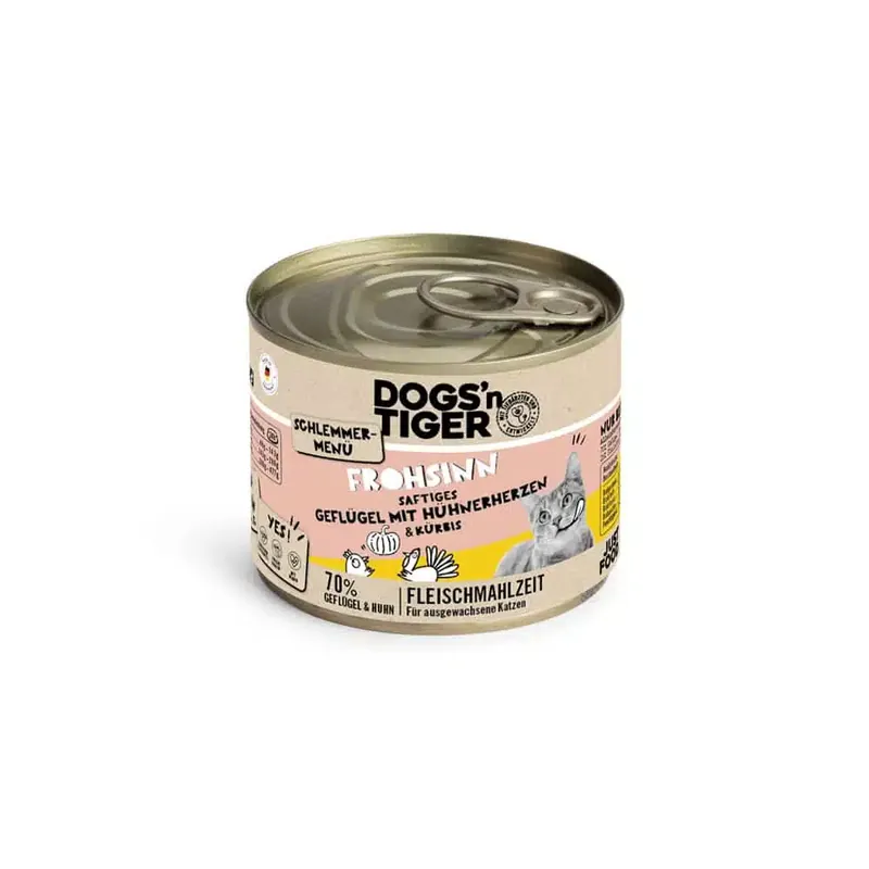 Toppkvalitet - Dogs’n Tiger gourmetmeny 6 x 200 g – Fjäderfä med kyckling