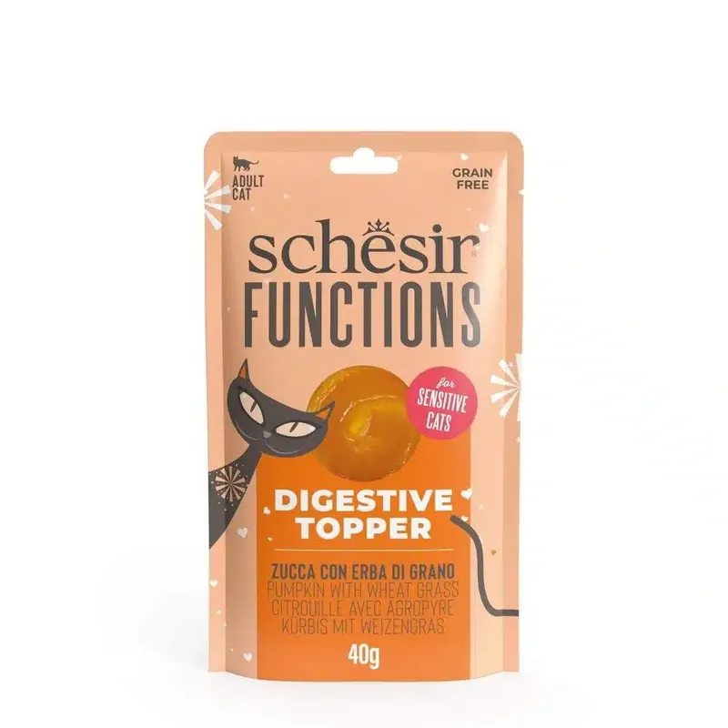 Favorit - Schesir Cat Adult Special Functions Digestive Topper Pumpa & Vetegräs 40 g