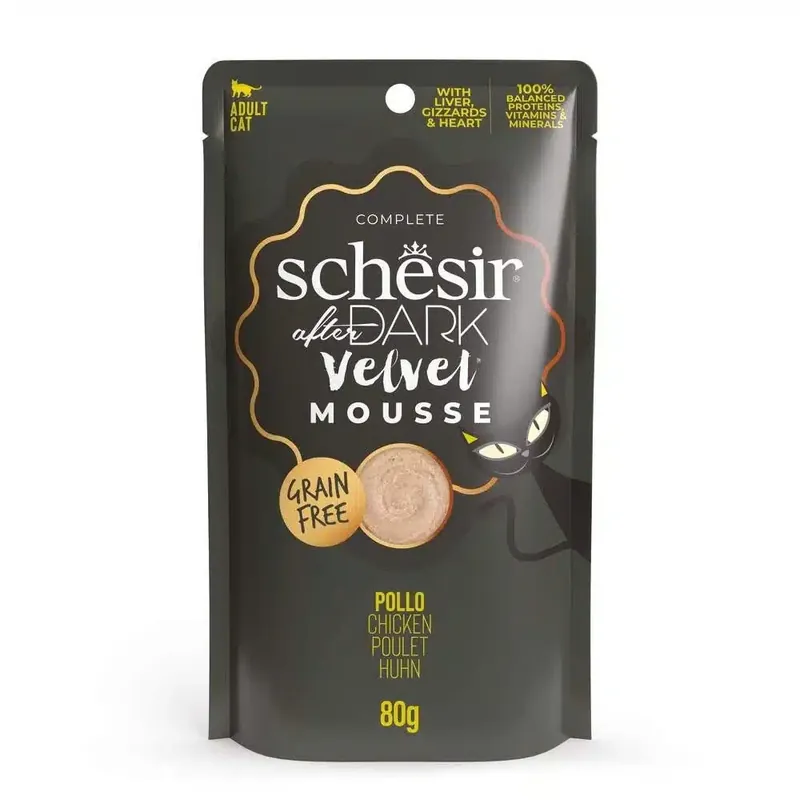 Schesir Cat Adult After Dark Velvet Mousse Kyckling 80 g - Kanonpris