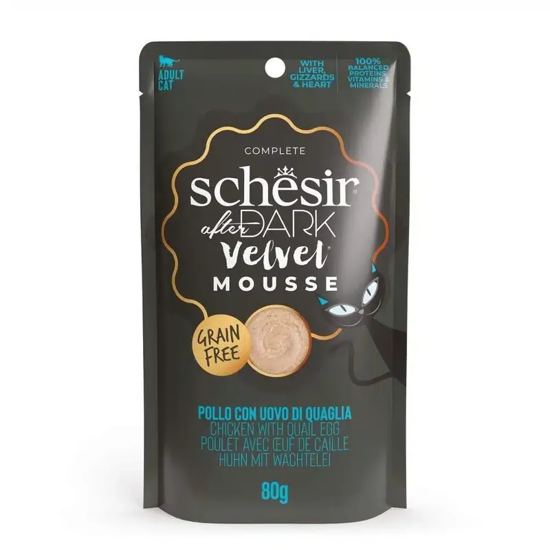 Specialerbjudande | Schesir Cat Adult After Dark Velvet Mousse Kyckling & Ägg 80 g
