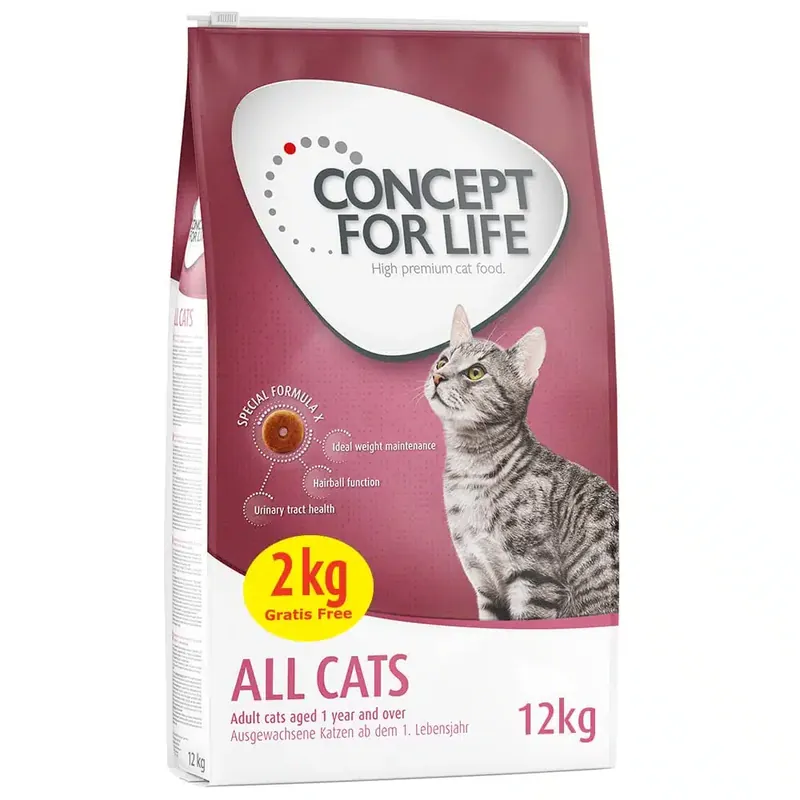 Concept for Life torrfoder katt – All Cats (10 + 2 kg) | Kan beställas online