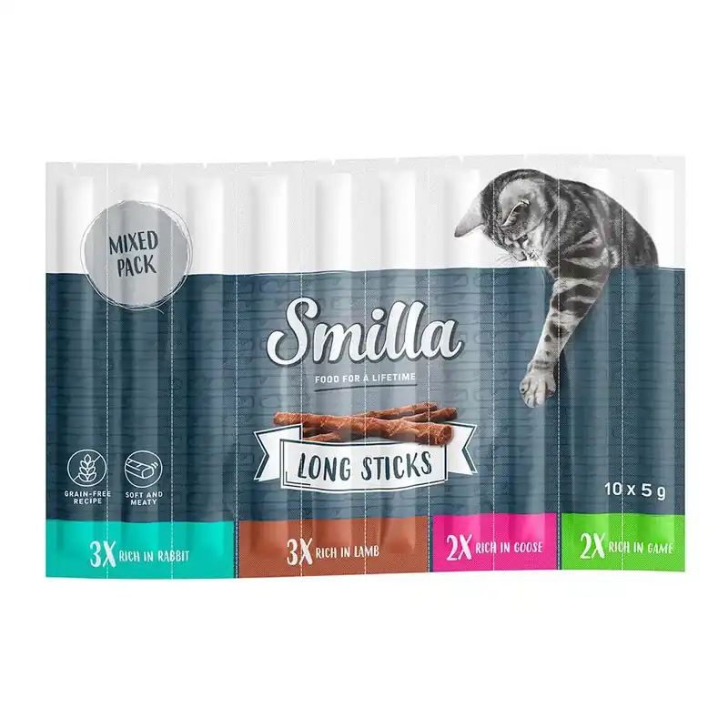 Endast idag - Smilla Long Sticks 10 x 5 g – Mixpack II (Kanin, Gås, Lamm, Vilt)