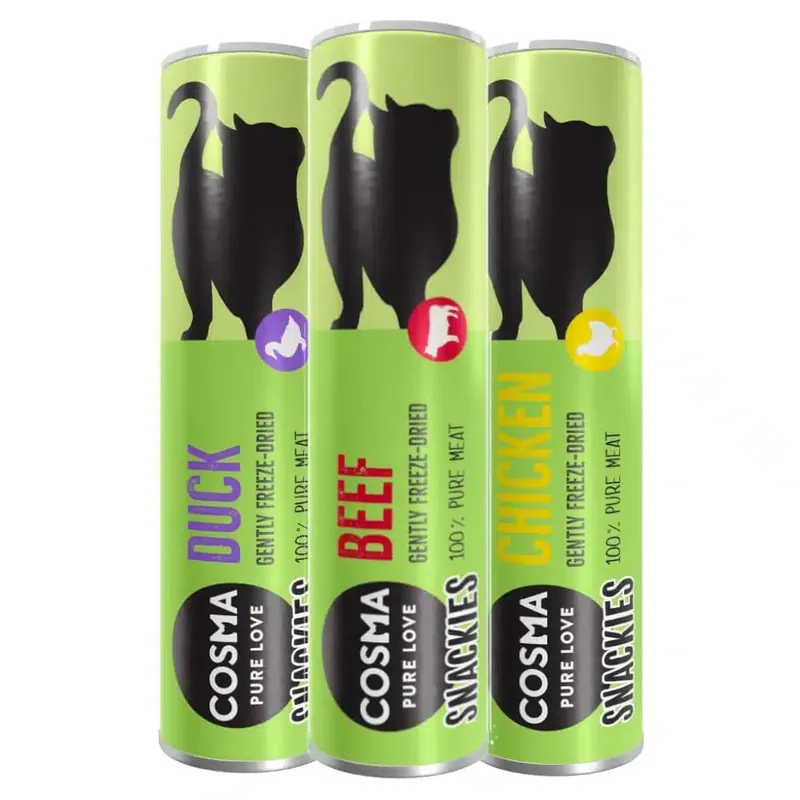 Blandat provpack Cosma Snackies – Kyckling, anka, nötkött 46 g 3 sorter | Köp direkt