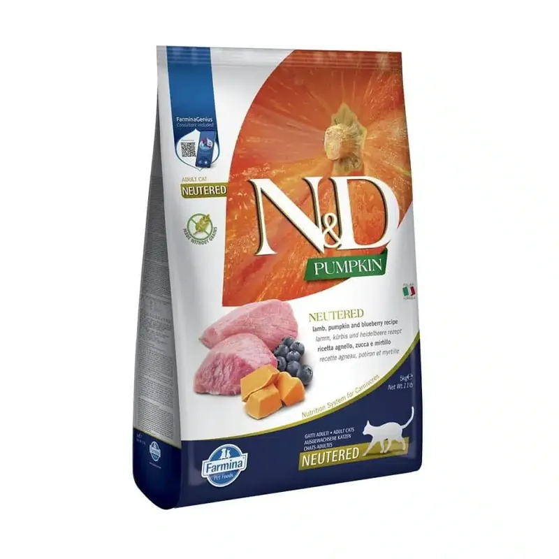 Farmina N&D Pumpkin Cat Lamb & Blueberry Neutered 5 kg - Bara denna vecka