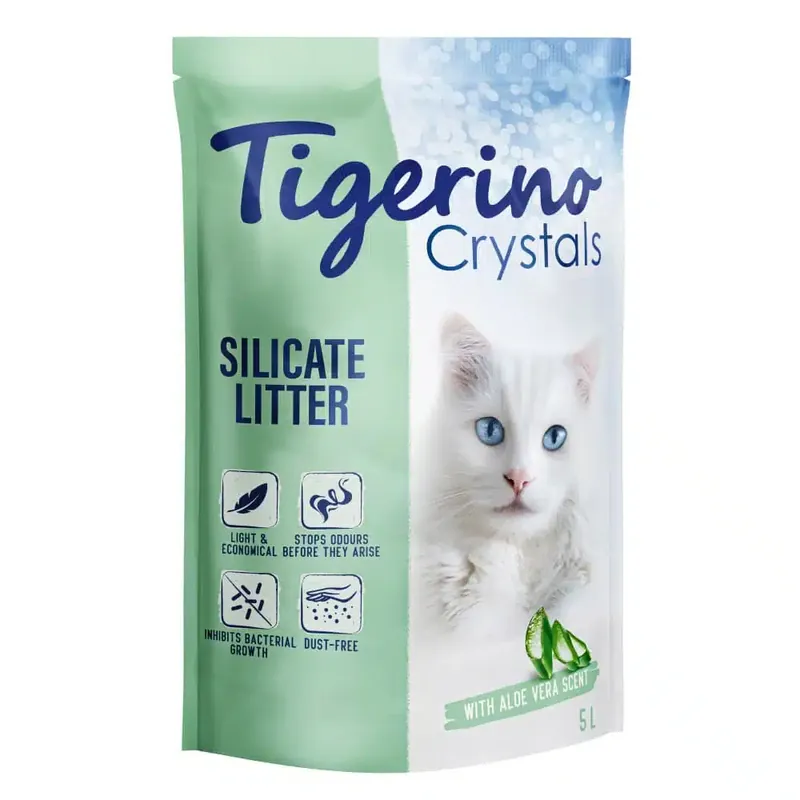 Mycket efterfrågad - Tigerino Crystals Aloe Vera kattsand 5 l
