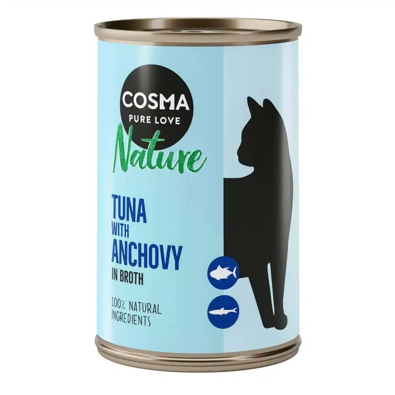 Cosma Nature 6 x 140 g – Tonfisk med hela ansjovis | Begränsat antal