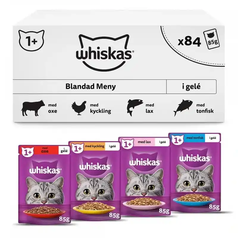Whiskas 1+ Cat Mixed Selection in Jelly 84x85g - Snart slut