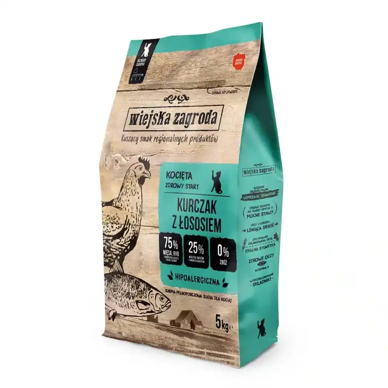 Passa på nu | Wiejska Zagroda Kitten med kyckling & lax – 5 kg
