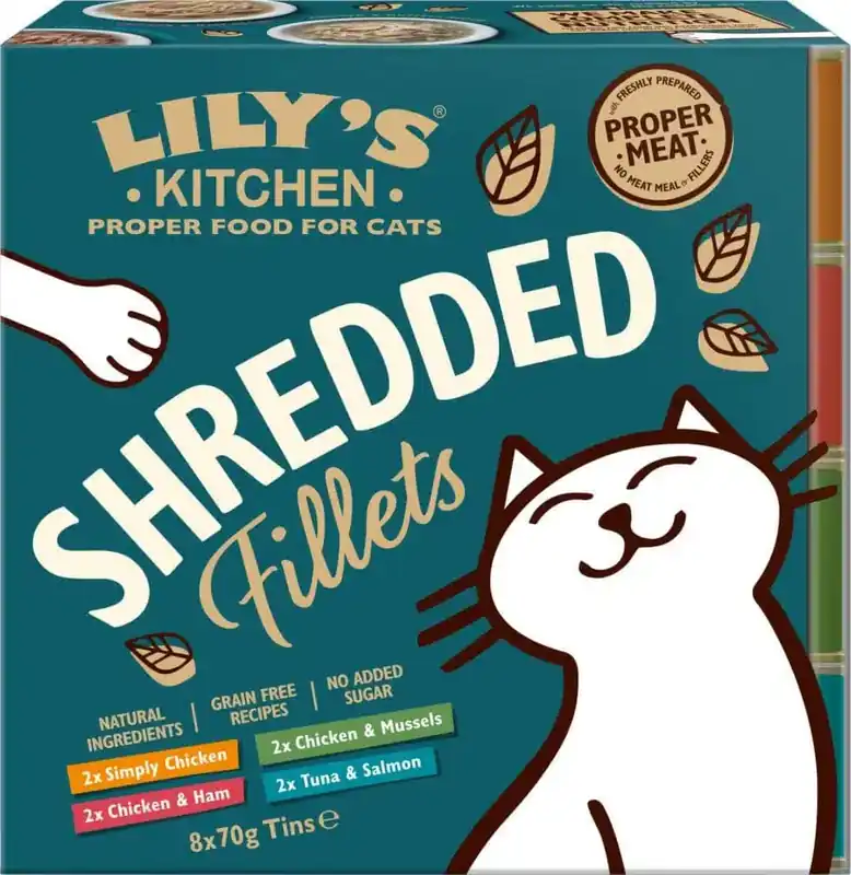 Erbjudande - Shredded Fillets Tins multipack våtfoder för katt – 8 x 70 g