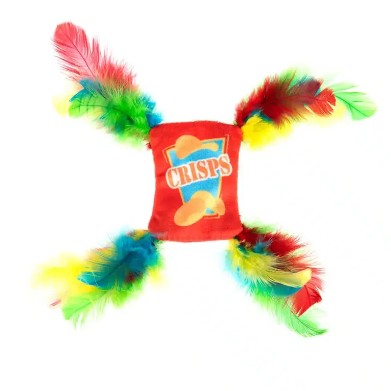 Crinkle Crisps med fjädrar kattleksak – 1 st | Finns tillgänglig