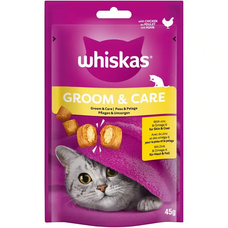 Whiskas Snacks Groom & Care – 45 g kyckling - Fabrikspris