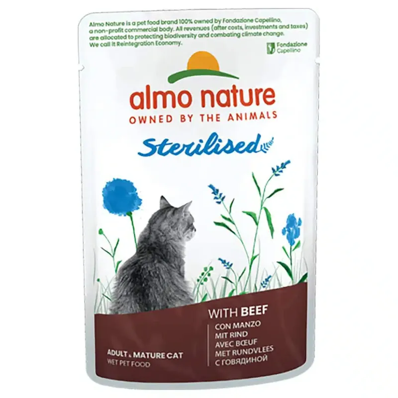 Almo Nature Holistic Sterilised portionspåse – 6 x 70 g nötkött - Premium