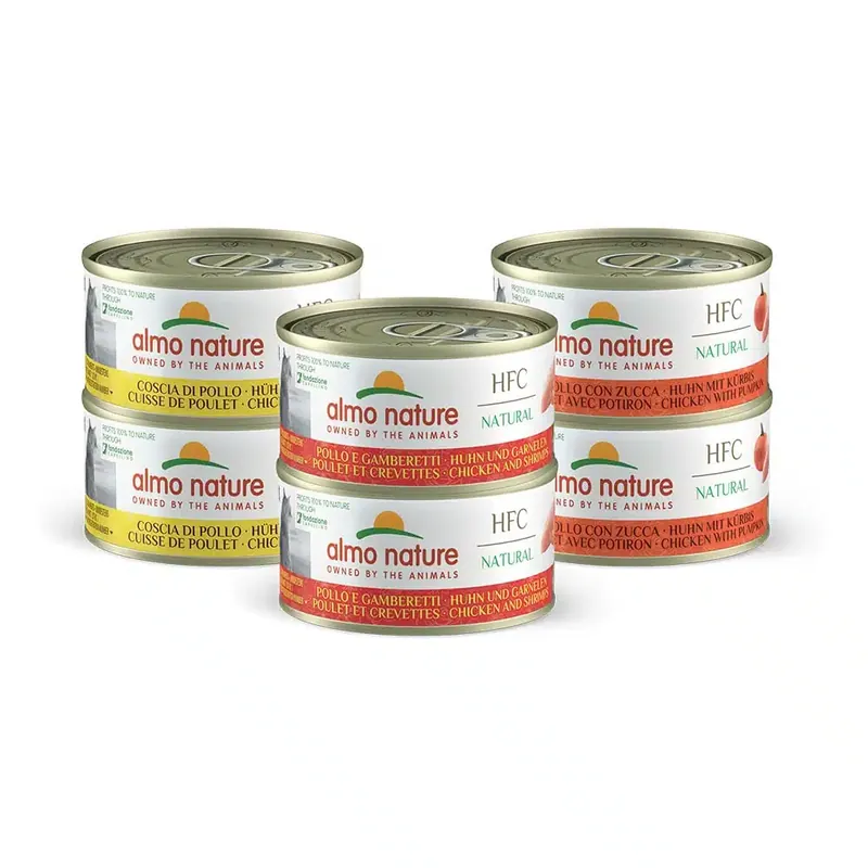 Almo Nature HFC Natural 6 x 70 g – Mixpack med kyckling | Rea
