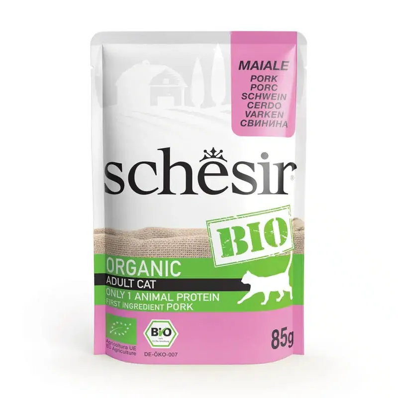 Lägg i varukorg | Schesir Bio Pouch 6 x 85 g – Ekologiskt griskött
