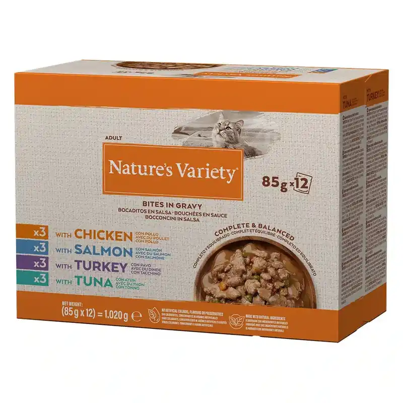 Nature’s Variety – 12 x 85 g Bites in Sauce Mix (4 sorter) - Under begränsad tid