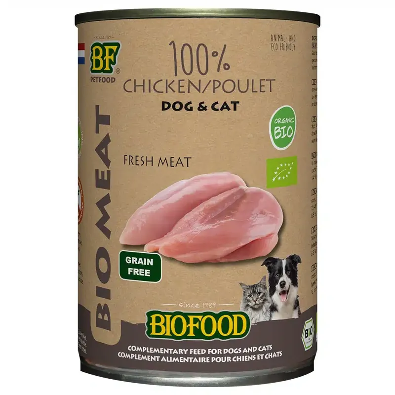 Biofood Ekologisk 100% kött kyckling Hund & Katt – 400 g | Efterfrågad