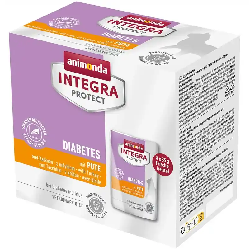 Animonda Integra Protect Adult Diabetes 8 x 85 g – Kalkon - Prisnedsättning