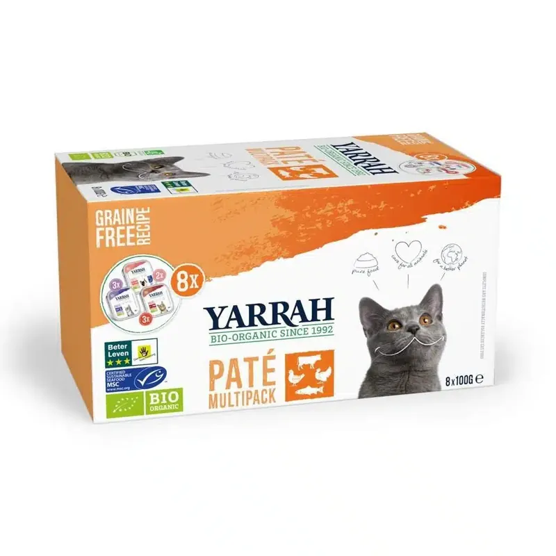 Köp nu | Yarrah Organic Cat MultiPack Paté Grain Free 8 x 100 g