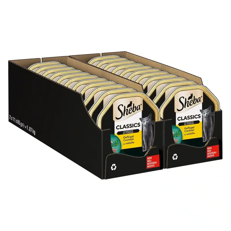 Riktigt fynd | Sheba 22 x 85 g portionsform – Classics Paté Fjäderfä-cocktail