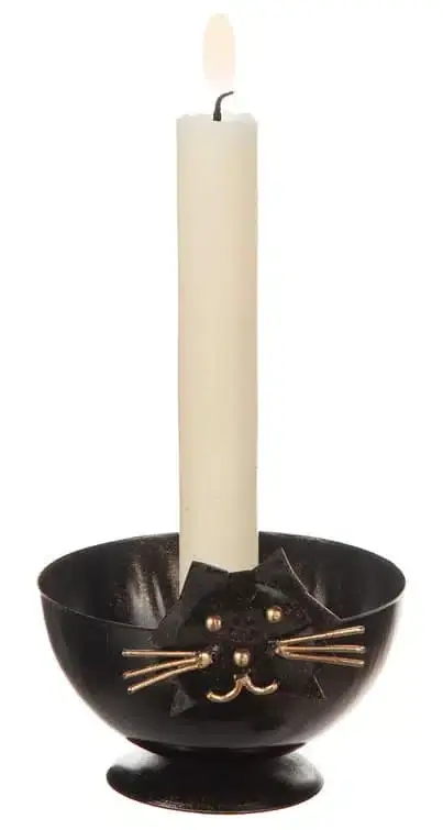 Lägg i varukorg - Ljusstake katt i hamrad plåt