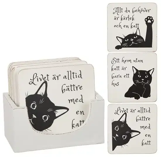 Kampanj | Glasunderlägg kattmotiv 4-pack