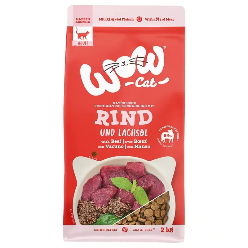 WOW Cat Adult med nötkött – 2 kg - Premiumkvalitet