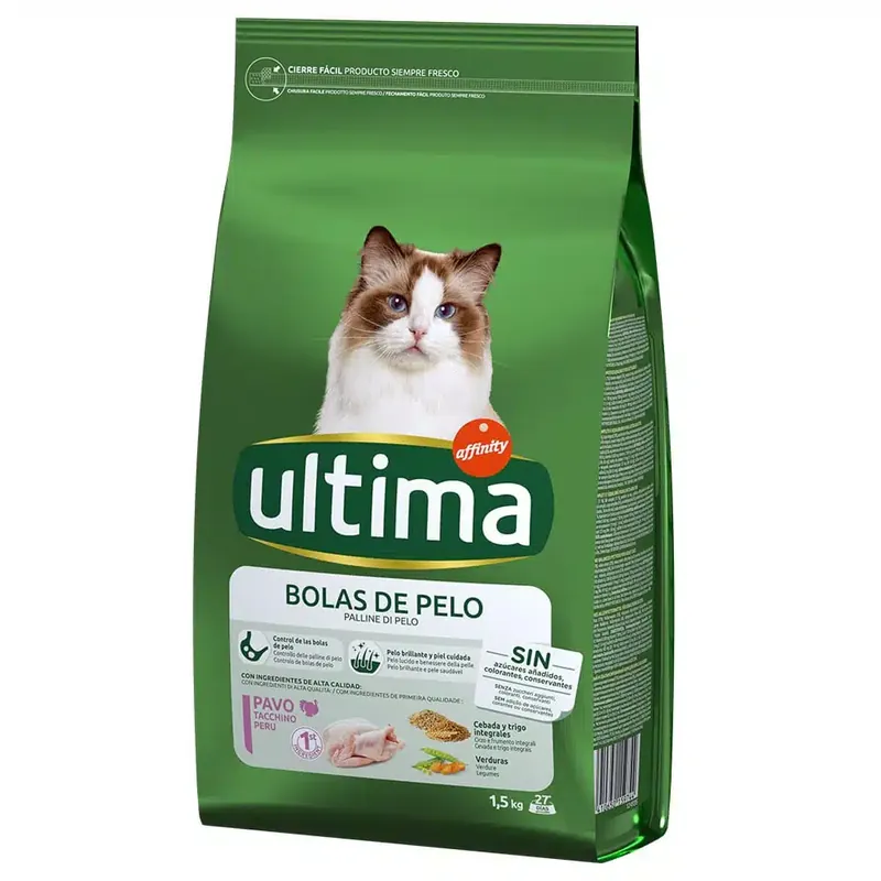 Ultima Cat Hairball Turkey & Rice – 1,5 kg - Ny lansering