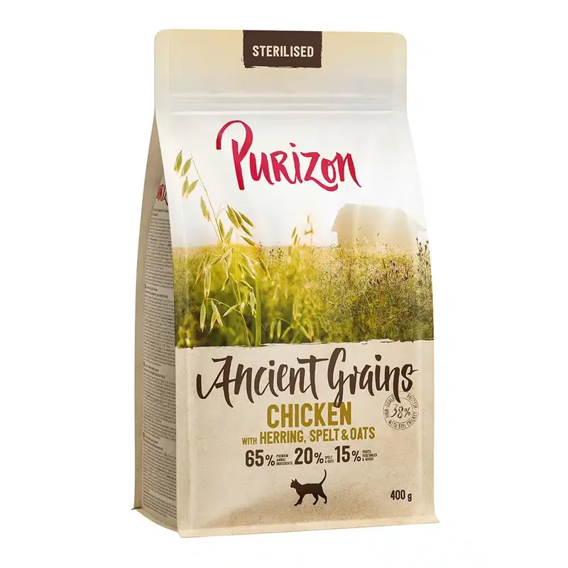 Efterfrågad - Purizon Ancient Grain Adult Sterilised med kyckling, fisk & urkorn – 400 g