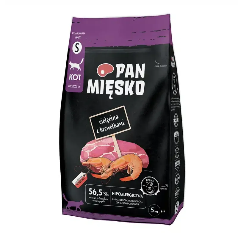 Pan Mięsko Cat kalv med räkor Small – 5 kg | Tidsbegränsat erbjudande