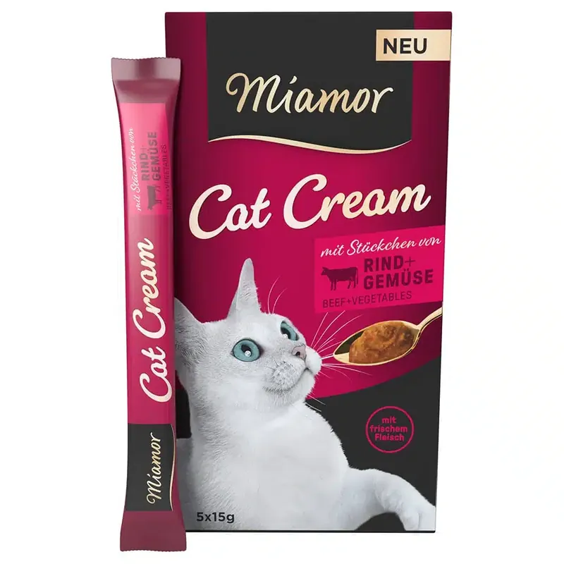 Bara denna vecka | Miamor Cat Cream Nötkött & grönsaker – 5 x 15 g