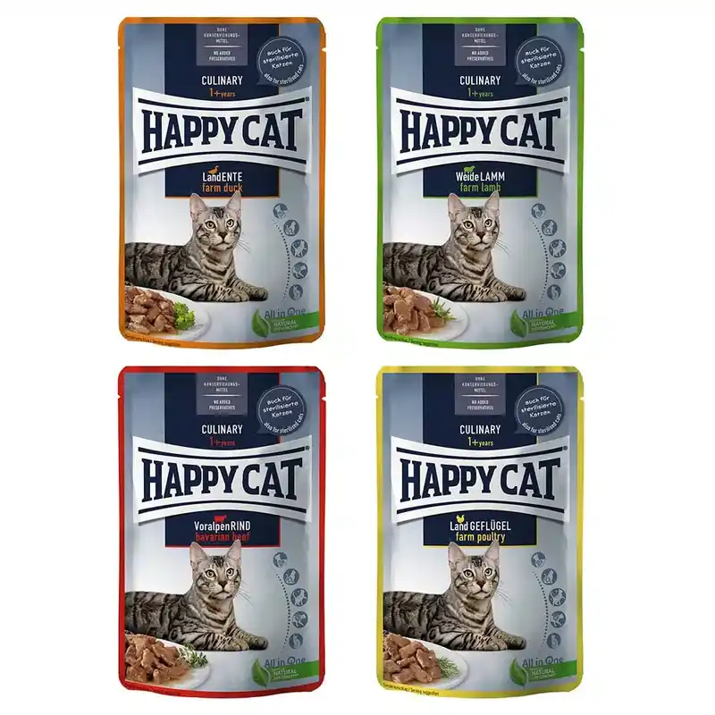 Happy Cat Pouch Meat in Sauce 12 x 85 g – Mix II - Toppkvalitet