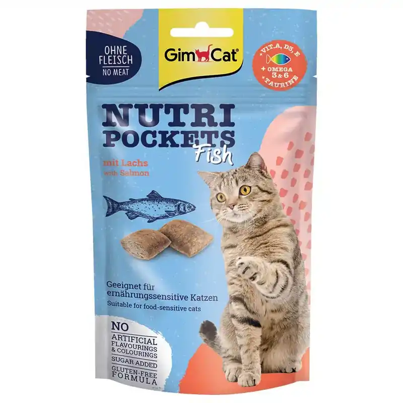 Nästan slut - GimCat Nutri Pockets fisk – Med lax (60 g)