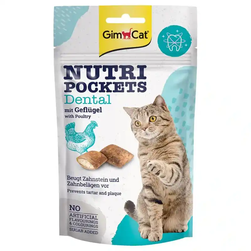 Missa inte - GimCat Nutri Pockets Dental med fjäderfä – 60 g