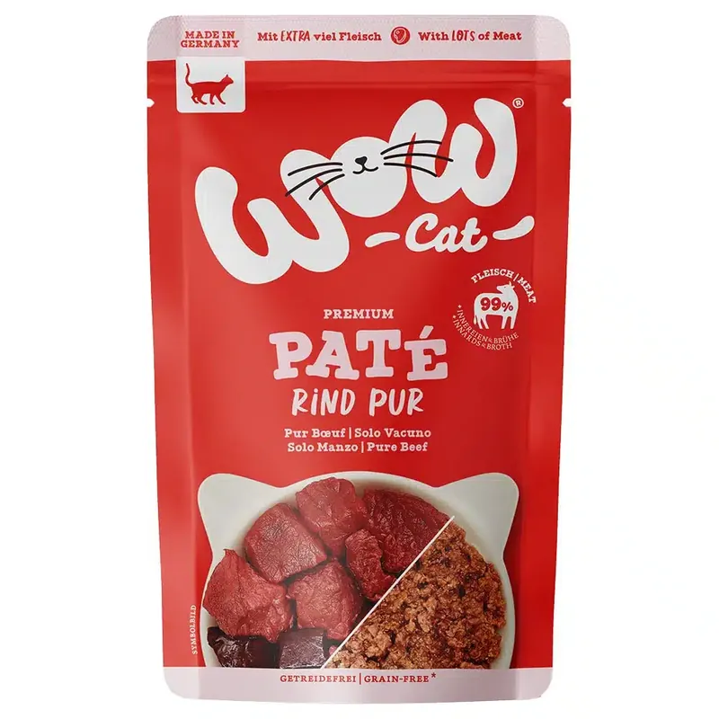 Ekonomipack WOW Cat Adult 12 x 125 g – Rent nötkött - Få kvar i lager