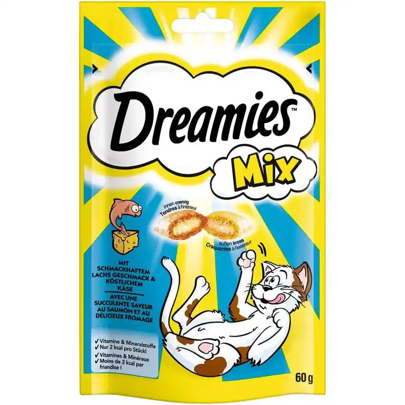 Erbjudandet går snart ut | Dreamies Mix Cat Treats 60 g – Lax + Ost (60 g)