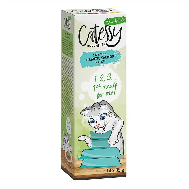 Handla online - Catessy bitar i sås portionsform 14 x 85 g – Med atlantlax